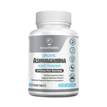 Load image into Gallery viewer, Organic Ashwagandha Root Powder with Black Pepper 60 Vegan Caps